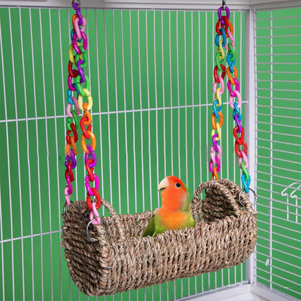 Parrot Toy Swing Hanging Bird House Cage Hammock Perch Play Stand Pet Accessory