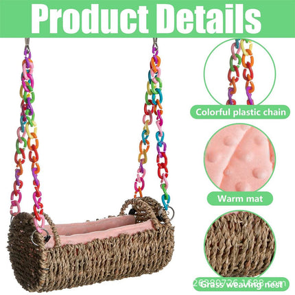 Parrot Toy Swing Hanging Bird House Cage Hammock Perch Play Stand Pet Accessory