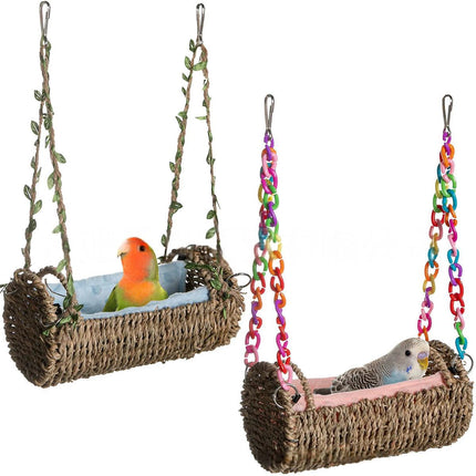 Parrot Toy Swing Hanging Bird House Cage Hammock Perch Play Stand Pet Accessory