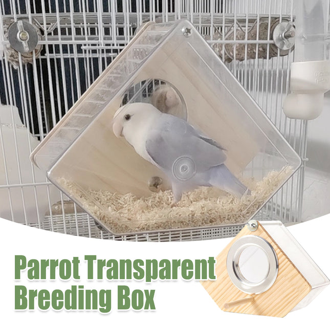 Wall-Mounted Transparent Parrot Breeding Box Water-Proof Comfortable for Birds