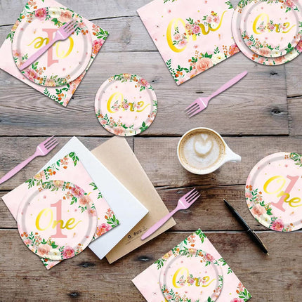 96pcs 1st Birthday Party Supplies Set Tableware Decorations for Birthday