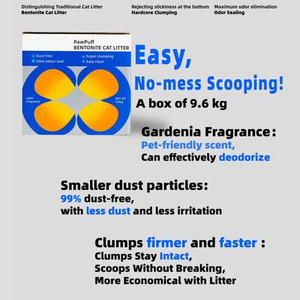 PawPuff Uitra Clumping Sodium Mineral Cat Litter 9600g  DUST FREE Formula