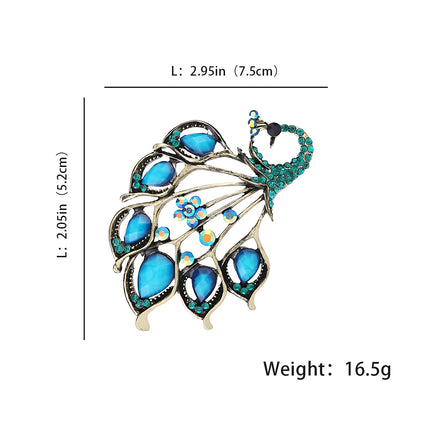 Vintage 1.58cts Rose Cut Diamond Gemstone Studded Silver Peacock Brooch Jewelry