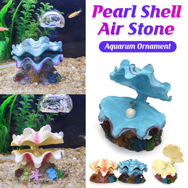 Pearl Scallop Aquarium Ornament Fish Tank Decorative Bubblestone Shell Landscape