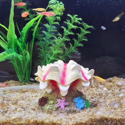 Pearl Scallop Aquarium Ornament Fish Tank Decorative Bubblestone Shell Landscape