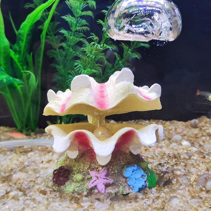 Pearl Scallop Aquarium Ornament Fish Tank Decorative Bubblestone Shell Landscape