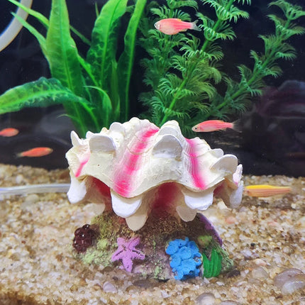 Pearl Scallop Aquarium Ornament Fish Tank Decorative Bubblestone Shell Landscape