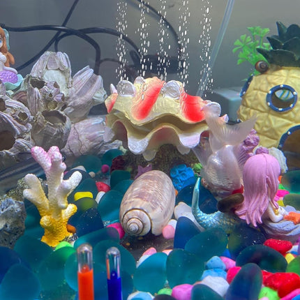 Pearl Scallop Aquarium Ornament Fish Tank Decorative Bubblestone Shell Landscape