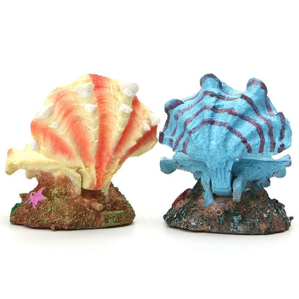 Pearl Scallop Aquarium Ornament Fish Tank Decorative Bubblestone Shell Landscape