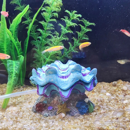 Pearl Scallop Aquarium Ornament Fish Tank Decorative Bubblestone Shell Landscape