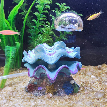 Pearl Scallop Aquarium Ornament Fish Tank Decorative Bubblestone Shell Landscape