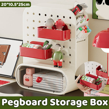 Drawer Pegboard Desktop Storage Box Space Saving Office Home Bedroom Stationery