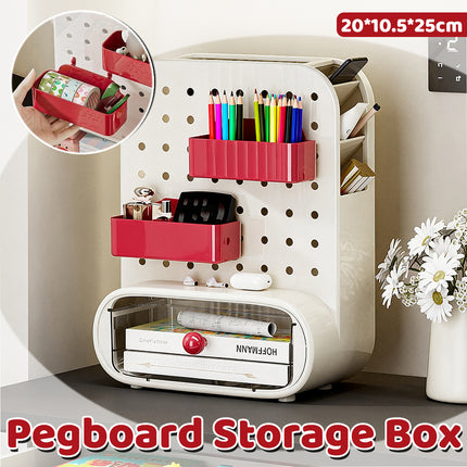 Drawer Pegboard Desktop Storage Box Space Saving Office Home Bedroom Stationery