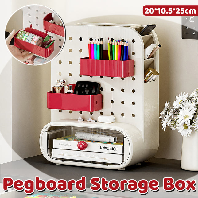 Drawer Pegboard Desktop Storage Box Space Saving Office Home Bedroom Stationery