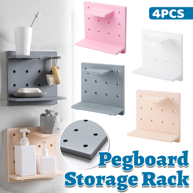 4PCS Pegboard Storage Rack Hanging Shelf Home Office Durable Space Saving Use