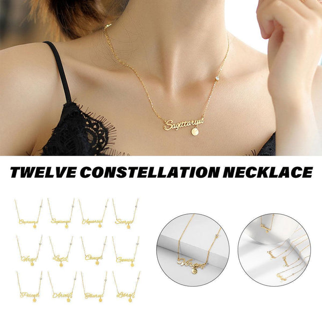 Twelve Zodiac Constellation Necklace Fashion Horoscope Star Sign Jewelry