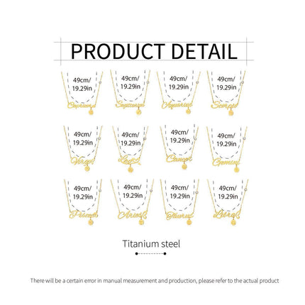Twelve Zodiac Constellation Necklace Fashion Horoscope Star Sign Jewelry
