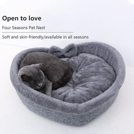 Soft Pet Bed Kennel For Small Medium Dogs Cats All Season Cushion Heart Shape