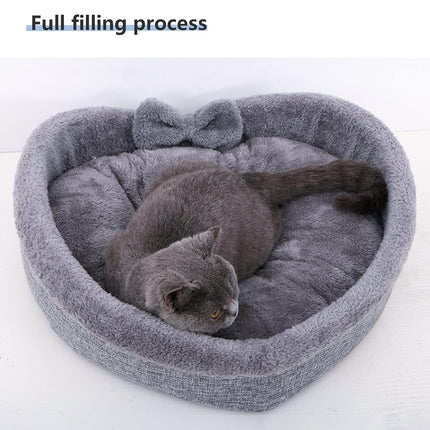 Soft Pet Bed Kennel For Small Medium Dogs Cats All Season Cushion Heart Shape