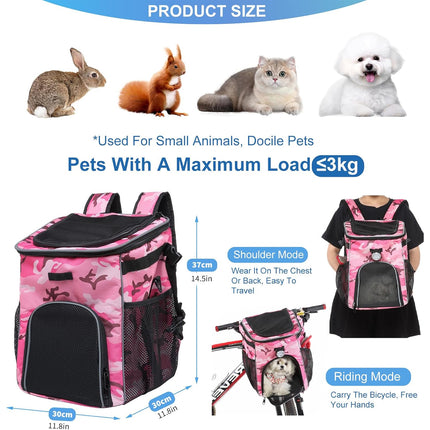 Bike Pet Bag Backpack Dual Use Removable Foldable for Cat Dog 37 x 30 x 30cm