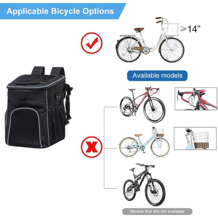 Bike Pet Bag Backpack Dual Use Removable Foldable for Cat Dog 37 x 30 x 30cm