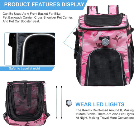 Bike Pet Bag Backpack Dual Use Removable Foldable for Cat Dog 37 x 30 x 30cm
