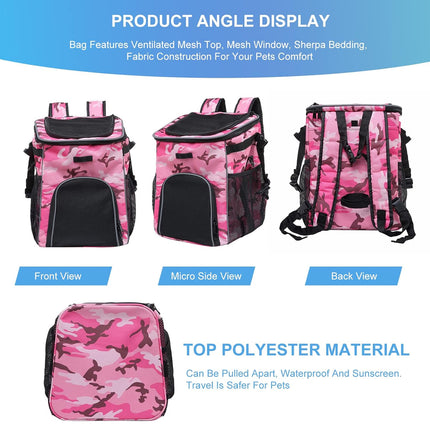 Bike Pet Bag Backpack Dual Use Removable Foldable for Cat Dog 37 x 30 x 30cm