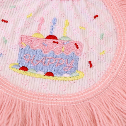 Pet Birthday Hat and Bib Set Pink Tassel Cake Bandana for Dog Cat Party Photo