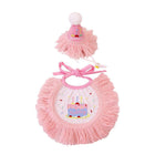 Pet Birthday Hat and Bib Set Pink Tassel Cake Bandana for Dog Cat Party Photo