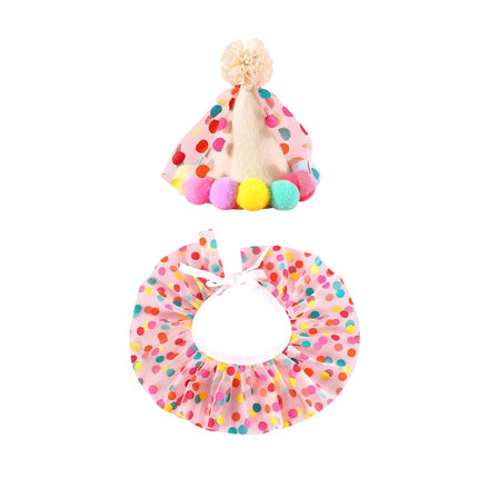 Dog Cat Birthday Dress Bib Felt Hat Party Supplies Drool Towel for Pet Parties