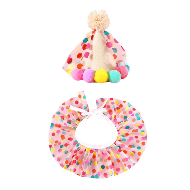 Dog Cat Birthday Dress Bib Felt Hat Party Supplies Drool Towel for Pet Parties