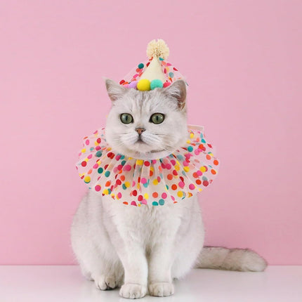 Dog Cat Birthday Dress Bib Felt Hat Party Supplies Drool Towel for Pet Parties