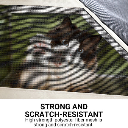 Cat Whelping Tent Birthing Room 78.5x58.5x57cm Mesh Beige Green for Indoor Pets