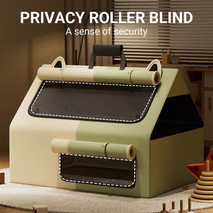 Cat Whelping Tent Birthing Room 78.5x58.5x57cm Mesh Beige Green for Indoor Pets