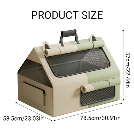 Cat Whelping Tent Birthing Room 78.5x58.5x57cm Mesh Beige Green for Indoor Pets
