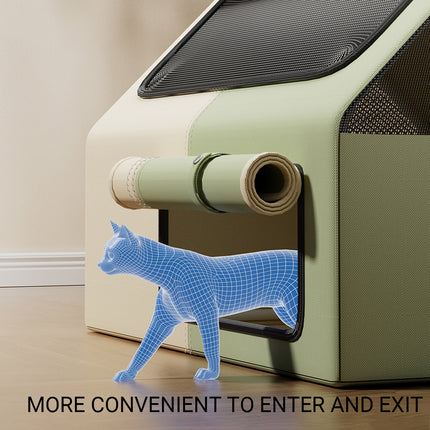 Cat Whelping Tent Birthing Room 78.5x58.5x57cm Mesh Beige Green for Indoor Pets