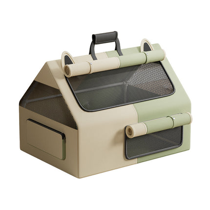 Cat Whelping Tent Birthing Room 78.5x58.5x57cm Mesh Beige Green for Indoor Pets