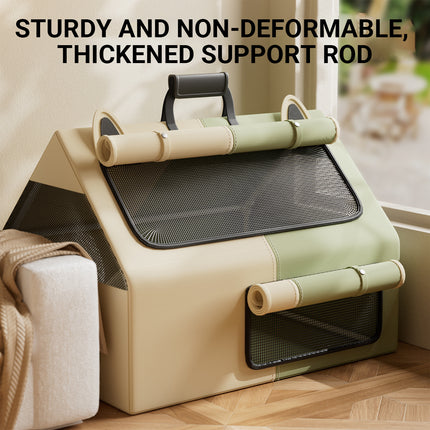 Cat Whelping Tent Birthing Room 78.5x58.5x57cm Mesh Beige Green for Indoor Pets