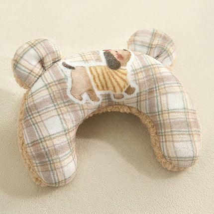 Reversible Pet Blanket and Bear Pillow Set - Warm Plaid Fleece for Dogs Cats