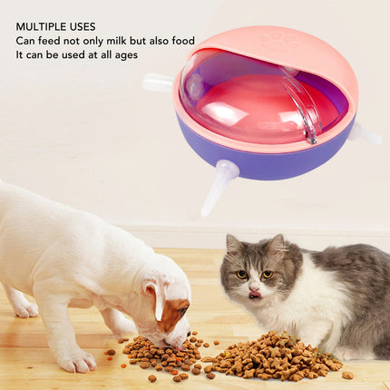 4 Nipples Silicone Puppy Feeder Milk Feeding Bowl Nursing Puppy Bottles Kittens