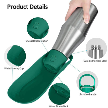 Portable Pet Water Bottle Stainless Steel Travel Cup For Dogs Cats Outdoor