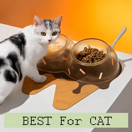 Detachable Ice Cream Shaped Bowls Pet Set Feeding Mat Spoon Cats Small Dogs