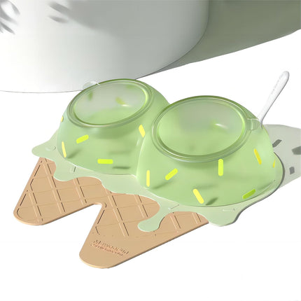 Detachable Ice Cream Shaped Bowls Pet Set Feeding Mat Spoon Cats Small Dogs