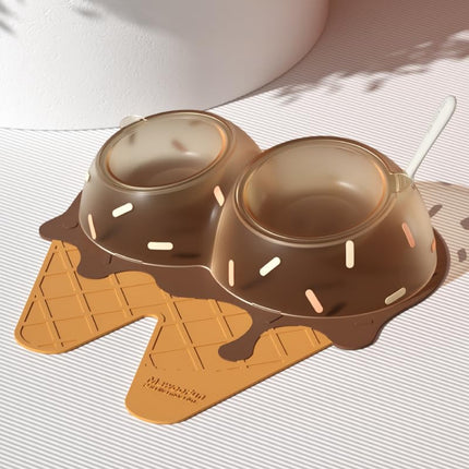 Detachable Ice Cream Shaped Bowls Pet Set Feeding Mat Spoon Cats Small Dogs