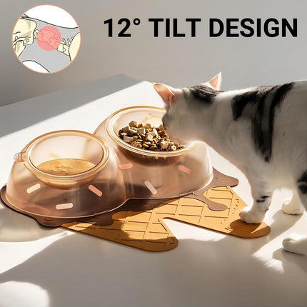 Detachable Ice Cream Shaped Bowls Pet Set Feeding Mat Spoon Cats Small Dogs