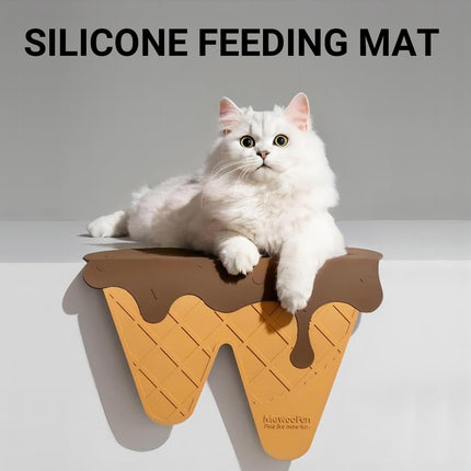 Detachable Ice Cream Shaped Bowls Pet Set Feeding Mat Spoon Cats Small Dogs