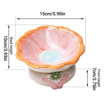 Cute Ceramic Cat Bowl Tilted Tall Pet Food Water Dish Dog Bowl for Cats and Pets