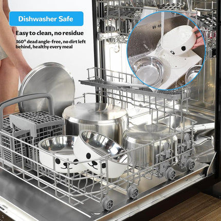 Elevated Dual Stainless Steel Pet Bowls White Stand