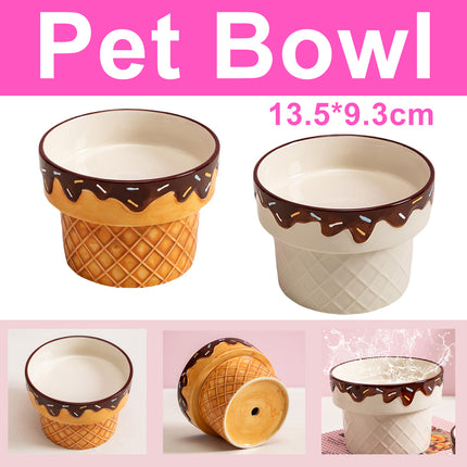 Ice Cream Design Pet Ceramic Bowl Non Slip Base for Cat Dog Food Water Feeding