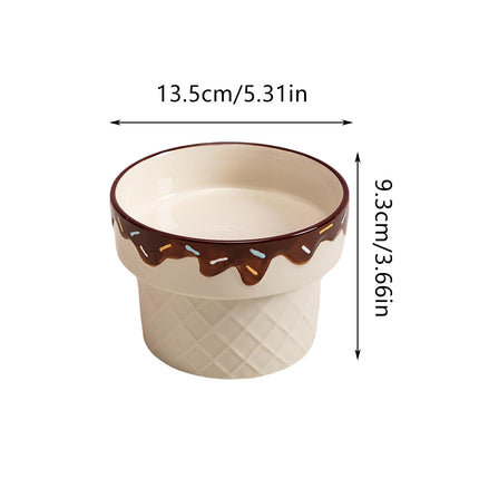 Ice Cream Design Pet Ceramic Bowl Non Slip Base for Cat Dog Food Water Feeding